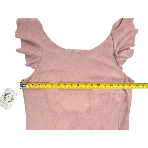 NWT Faux Suede Low-Back Ruffle Shift Dress Blush Pink Sexy Coquette Y2K Sawyer L - Picture 8 of 13